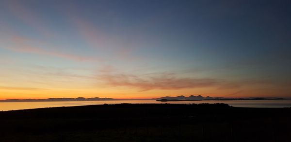 Scenic view of silhouette landscape against sky during sunset