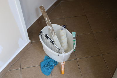 High angle view of toilet in bathroom