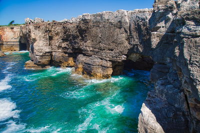 Scenic view of rocks in sea