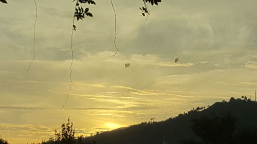 Silhouette of mountain at sunset