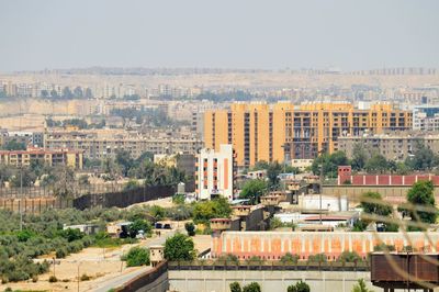 High angle view of townscape against sky