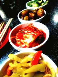 Close-up of food served in plate