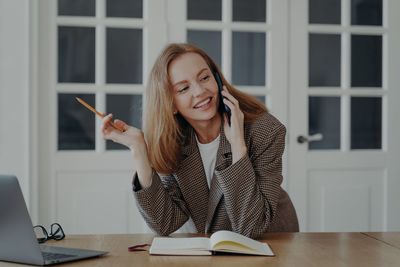 Businesswoman working at office