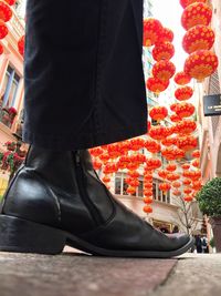 Rear view of man walking in city