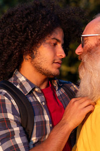 Side view of man looking away