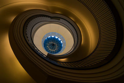 Low angle view of spiral staircase in building