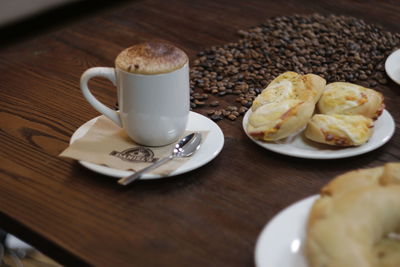 Close-up of breakfast on table