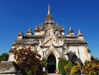 Ananda temple against blue sky in bagan