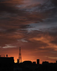 Silhouette buildings against sky during sunset