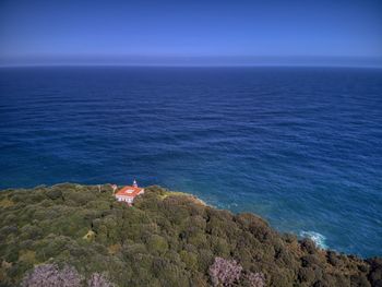 High angle view of sea against sky