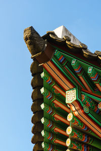 Low angle view of traditional building against clear sky