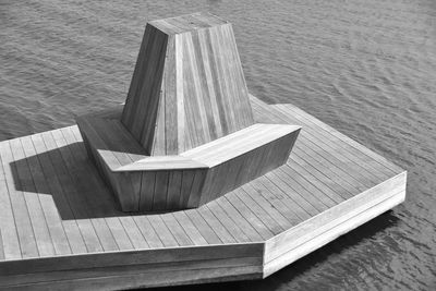 High angle view of wooden pier on sea