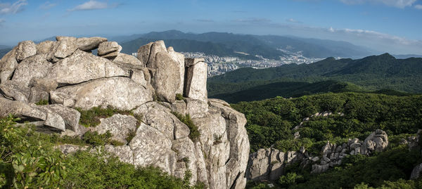 Scenic view of mountains against sky
