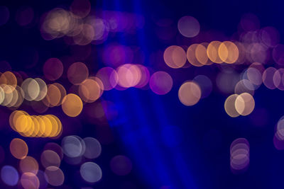 Defocused image of illuminated lights at night