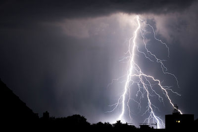 Low angle view of lightning in sky