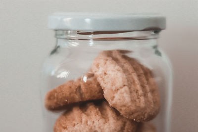 Close-up of cookies in jar
