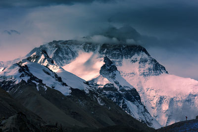 Scenic view of snowcapped mountain against sky