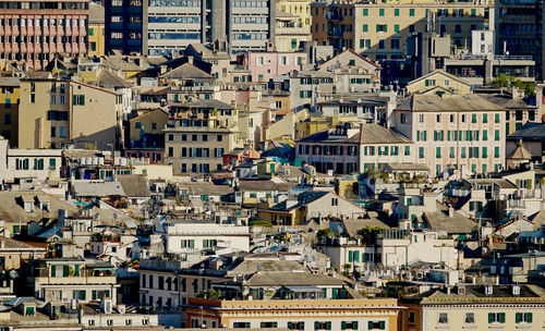 High angle view of buildings in city