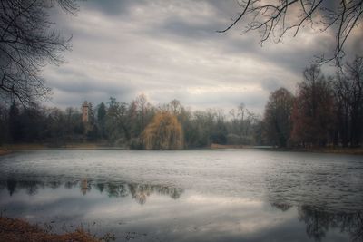 Scenic view of lake against sky