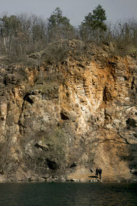 Scenic view of rock formation in water