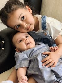 Cute baby mother and daughter