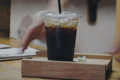 Close-up of coffee cup on table