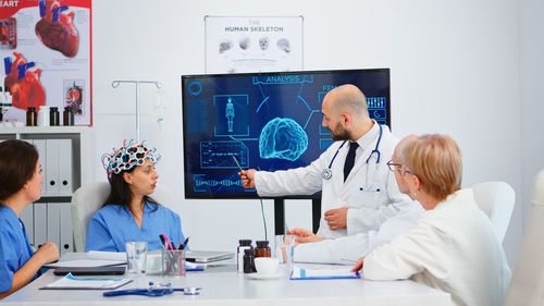 Female doctor working at clinic