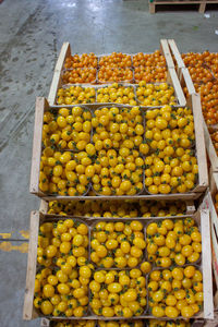 High angle view of fruits for sale at market stall