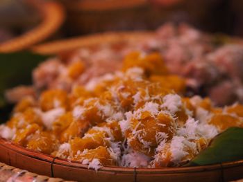 Close-up of chopped vegetables in bowl