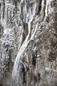 Scenic view of waterfall in winter