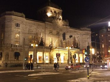 Illuminated street light at night