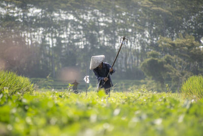 Man working on field