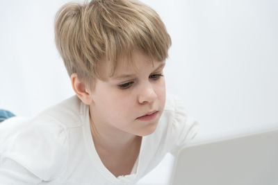 Portrait of boy looking away