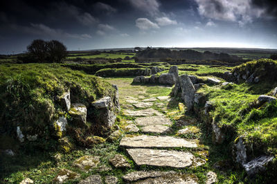 Scenic view of land against sky