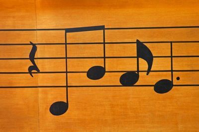 Close-up of piano keys on wooden floor