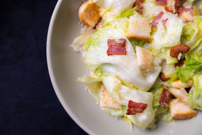 High angle view of food in plate