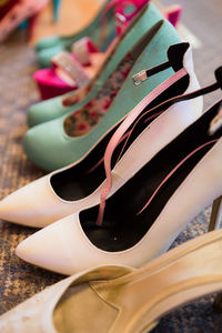 Close-up of high heels on floor