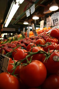 Close-up of tomatoes for sale at market stall