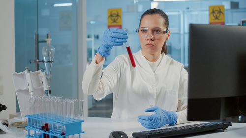 Female scientist working in laboratory