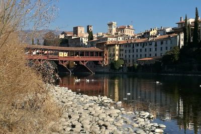 River by city against sky