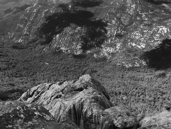 High angle view of rocks in water