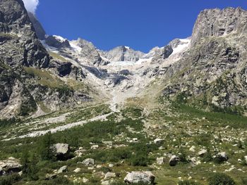 Scenic view of mountains against clear sky