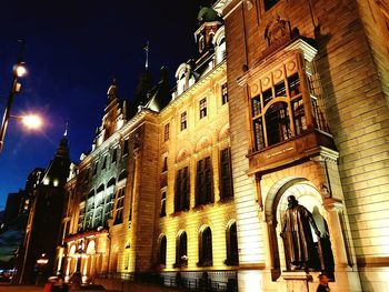 Low angle view of building at night