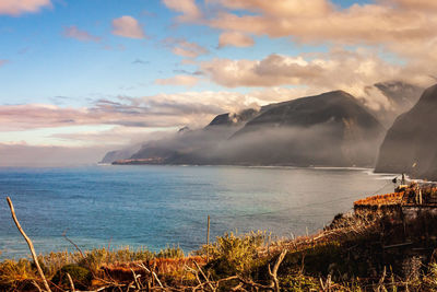 Scenic view of sea against sky during sunset