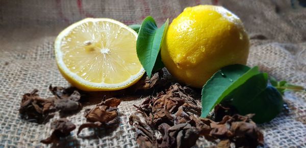 Close-up of fruits on table