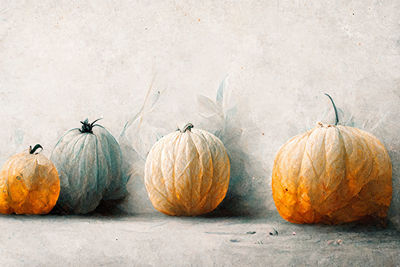 High angle view of pumpkins on table