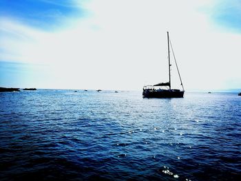 Boat sailing in sea