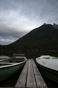 Boats at lake hintersee, germany
