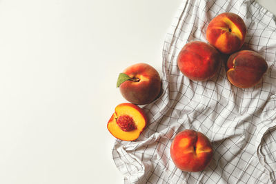 Close-up of apples on white background