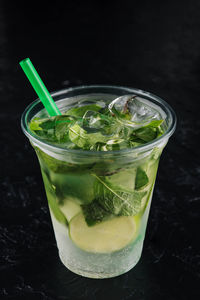 Close-up of drink in glass on table